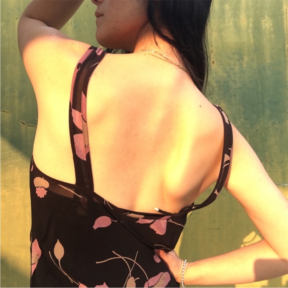 Vintage Boho Chic Y2K Betsey Johnson Black Sheer Floral WhimsiGoth Tank Dress! - Picture 6 of 6